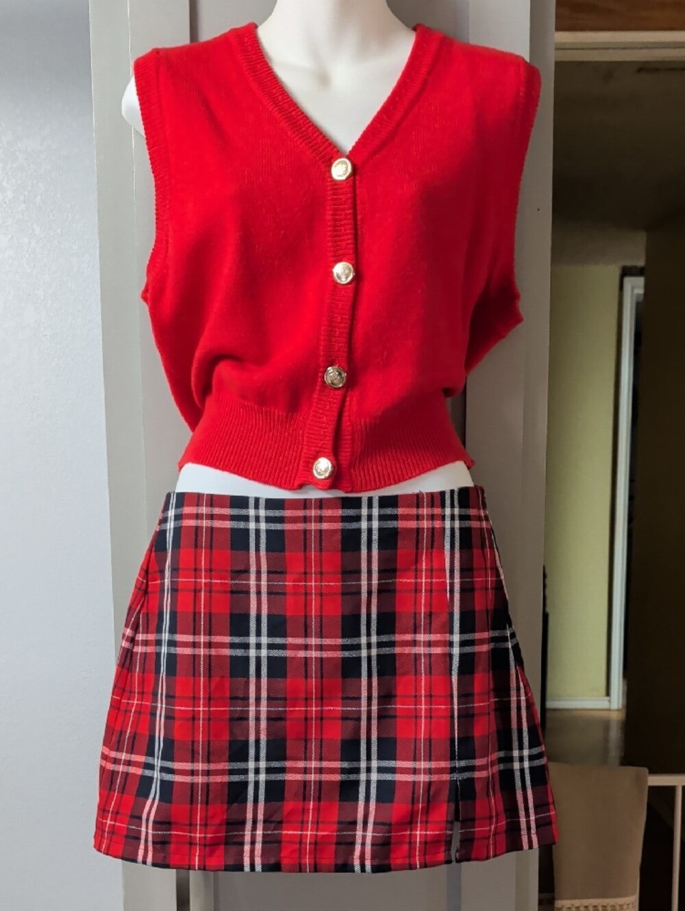 Sincerely Jules Red Plaid Mini Skirt - Picture 1 of 10
